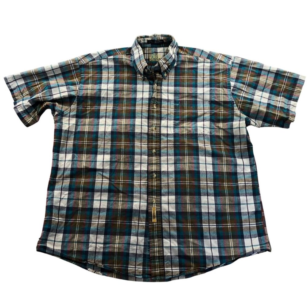 B.D. Baggies Mens Shirt XL Blue Plaid Short Sleeve Button Down Casual Western